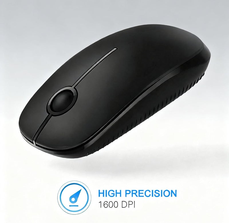 Unipows Wireless Mouse - 2.4G Slim Portable Computer Mouse with Nano Receiver, Less Noise Mobile Optical Mice for Notebook, PC, Laptop, Computer, Mac (Black) - Image 4